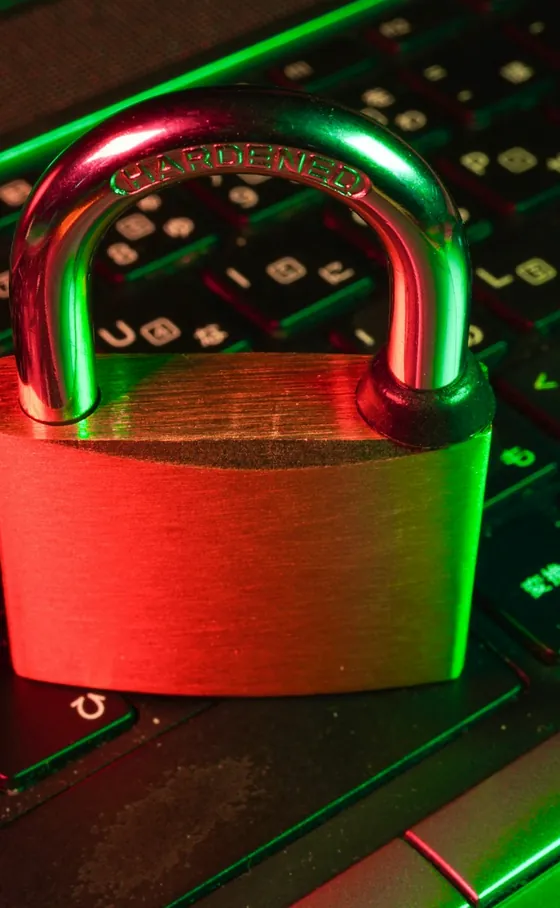 A padlock on a keyboard
